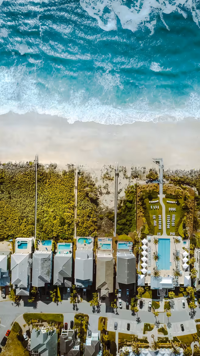Aerial view of a beachfront resort in Palm Coast, Florida